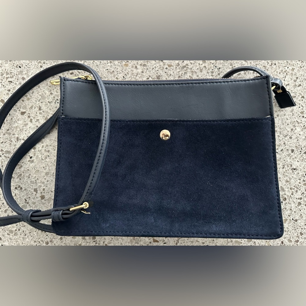 TALBOTS navy blue leather adjustable crossbody bag